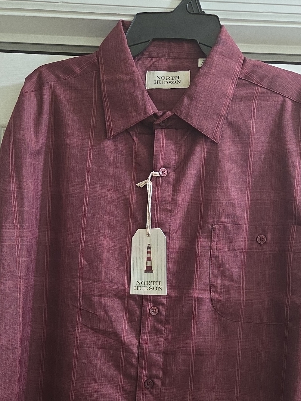 Men's Burgundy Long-Sleeve Button-Down Shirt